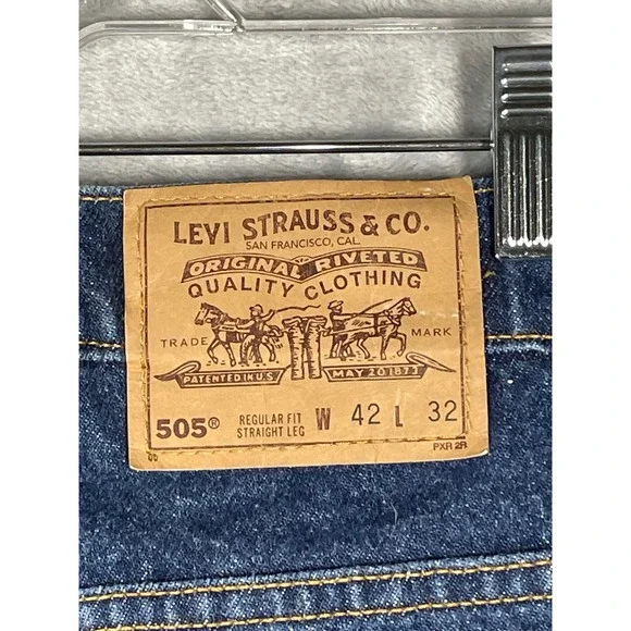 Vintage Levi's Jeans 505 Orange Tab Dark Wash Blue 42x32 Made In USA